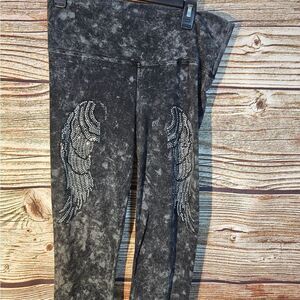 Paris Angel capris leggings women's XL black/gray embellished  pre-owned